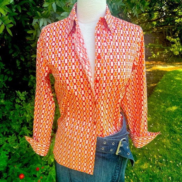 Jones New York Tops - NEW!!!!Jones New York Orange 🍊 Geometric Button Down Shirt